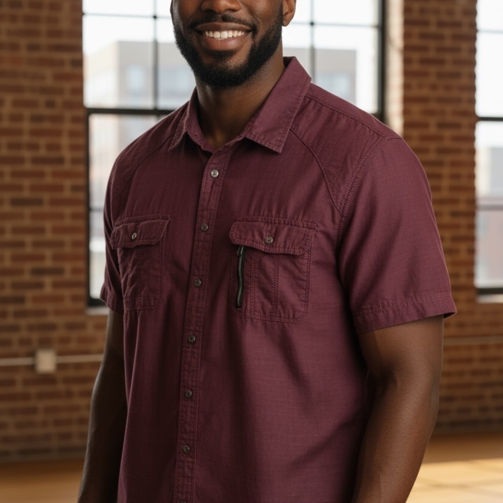 Rock & Republic Men's Maroon Button Down Shirt XL